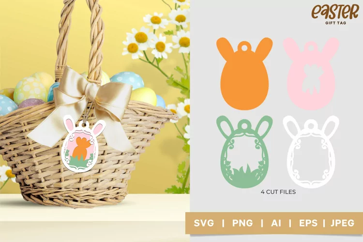 Easter Egg, Bunny, and Carrot Layered Gift Tag Papercut