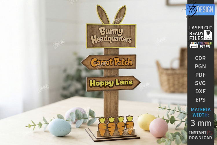 Easter Egg Hunt Sign Laser Cut | Outdoor Easter Sign Stakes