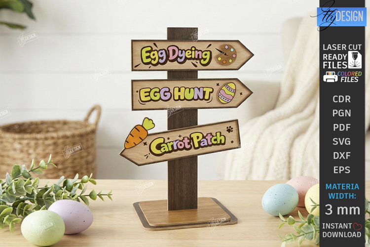Easter Egg Hunt Sign Laser Cut | Outdoor Easter Sign Stakes