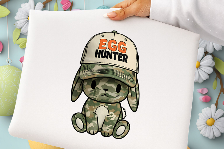 Egg Hunter Camo Easter Bunny PNG