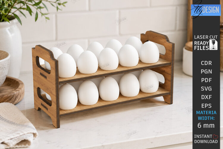 Egg Organizer Laser Cut | Egg Holder | Egg Storage | Kitchen example image 1