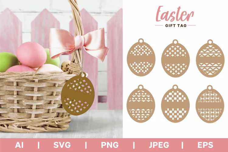 Cute, Patterned Easter Egg Gift Tag Monogram Bundle