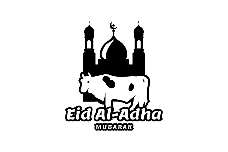 Eid al adha logo template in black graphic