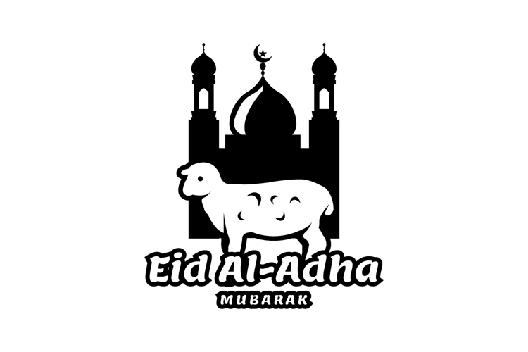 Eid al adha logo template in black vector