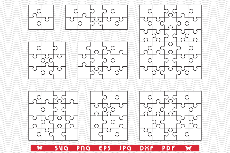 SVG White Puzzles, Separate pieces, digital clipart