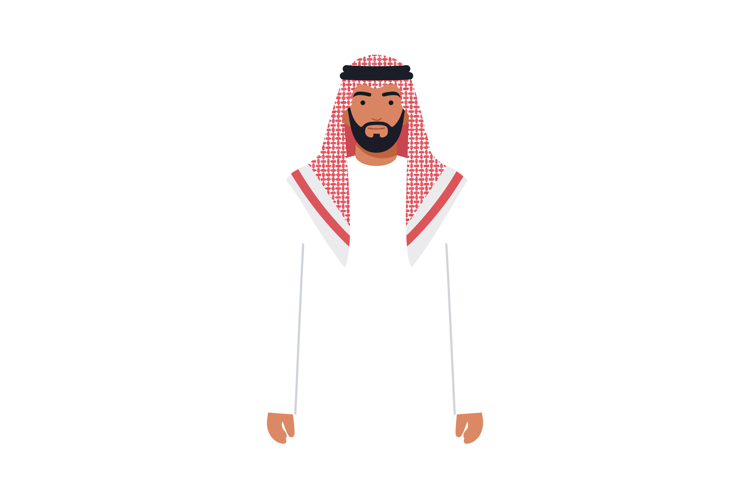 Man in traditional attire with headdress standing confidentl