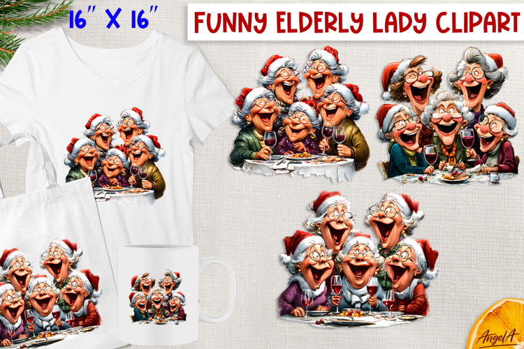 Old Lady Friends Clipart Image 13