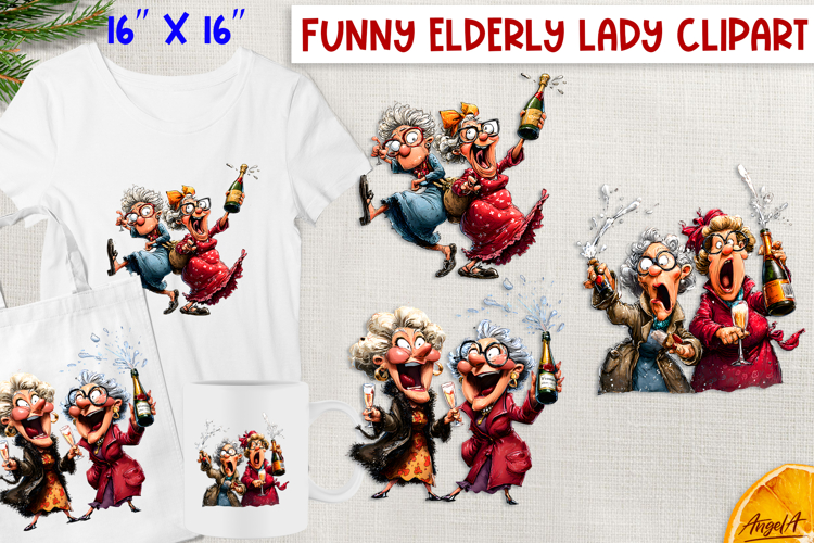 Old Lady Friends Clipart Image 5