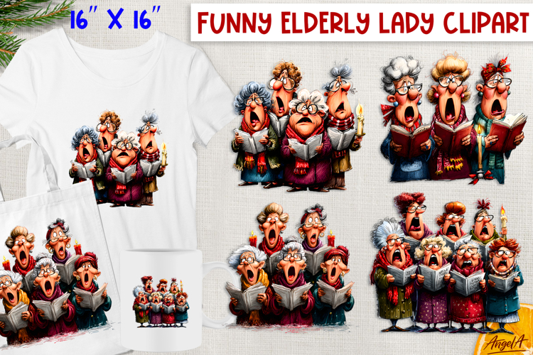 Old Lady Friends Clipart Image 3