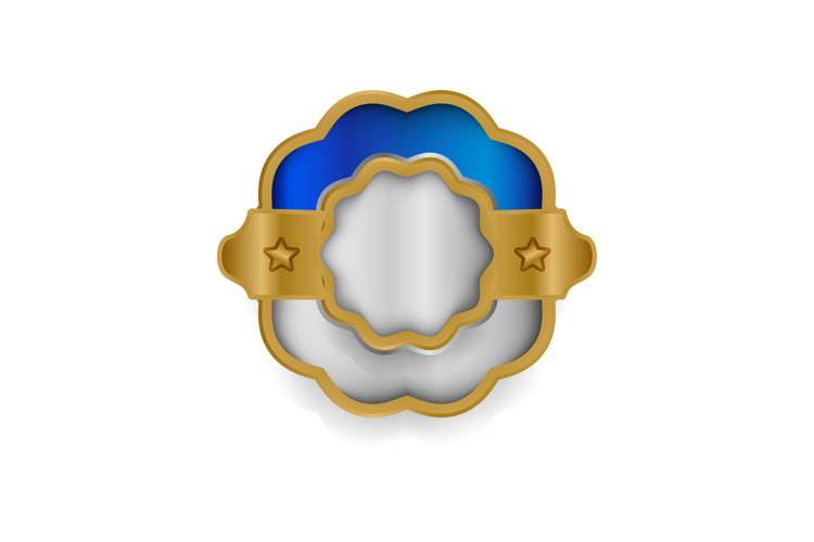 Elegant blue and gold blank badge and label graphic isolated