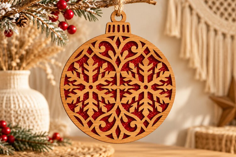 Elegant Christmas Ornament Laser Cut SVG example image 1