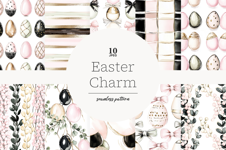 Elegant Easter Digital Paper | Pink Gold Egg Patterns
