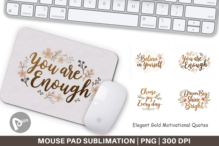 Mouse Pad Elegant Gold Motivational Quotes