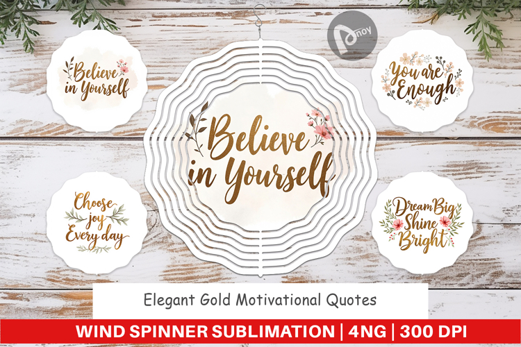 Wind Spinner Elegant Gold Motivational Quotes