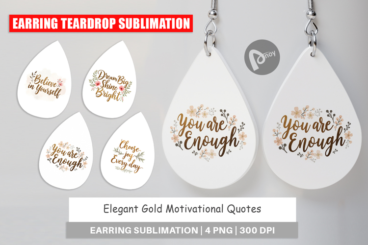 Earring Elegant Gold Motivational Quotes