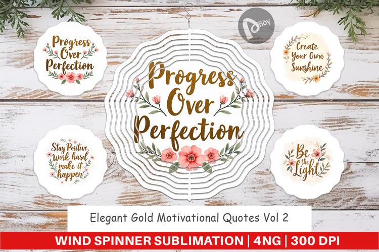 Wind Spinner Elegant Gold Motivational Quotes