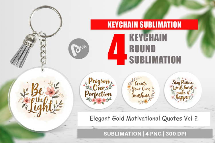 Keychain Elegant Gold Motivational Quotes