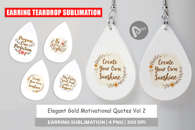 Earring Elegant Gold Motivational Quotes