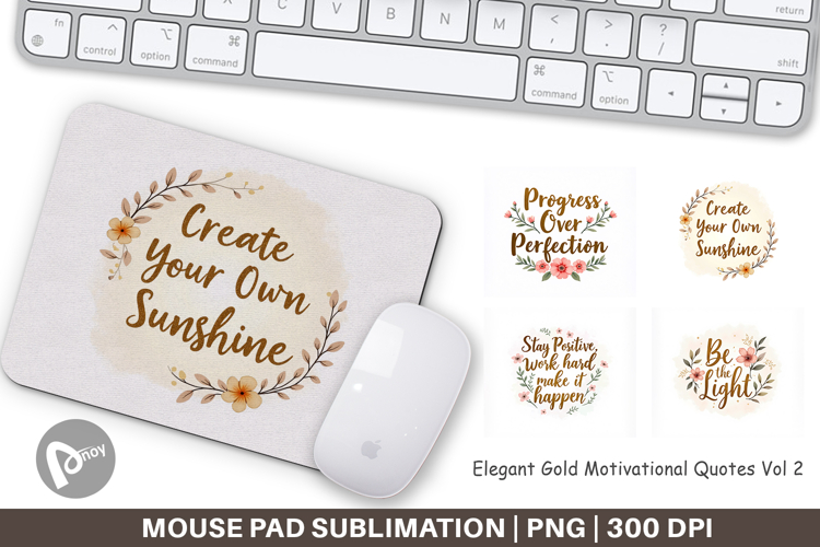 Mouse Pad Elegant Gold Motivational Quotes