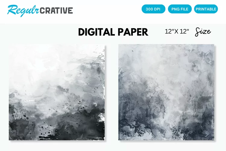 Elegant Gray Watercolor Abstract Digital Paper