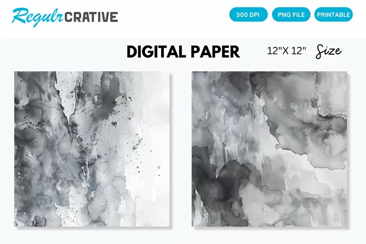 Elegant Gray Watercolor Abstract Digital Paper