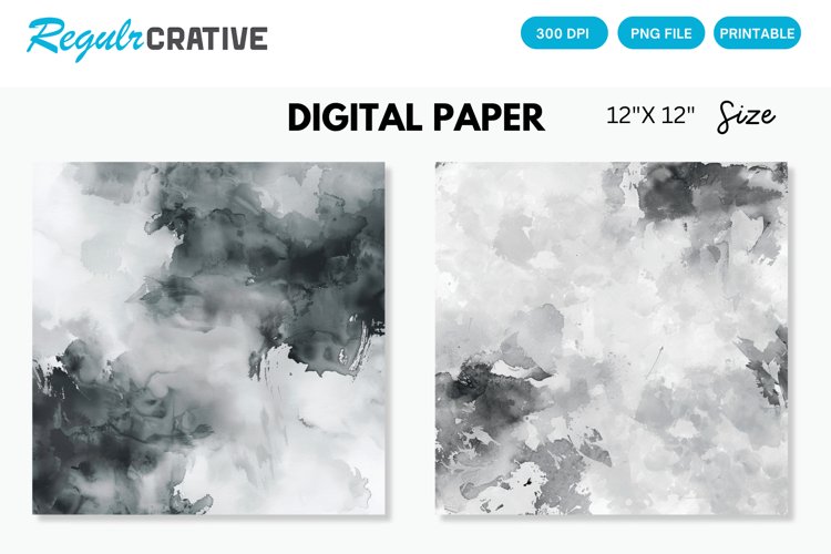 Elegant Gray Watercolor Abstract Digital Paper
