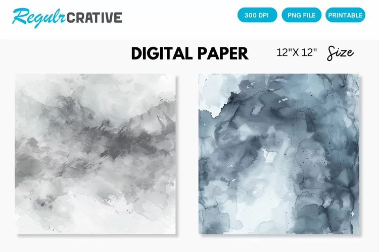 Elegant Gray Watercolor Abstract Digital Paper