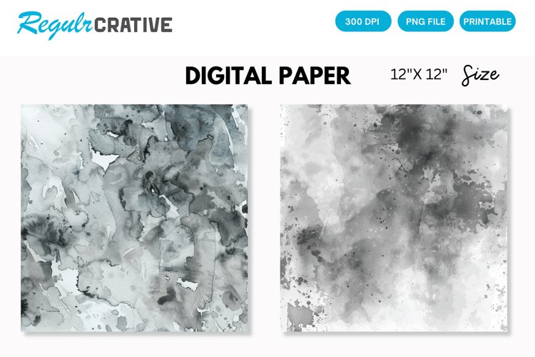 Elegant Gray Watercolor Abstract Digital Paper