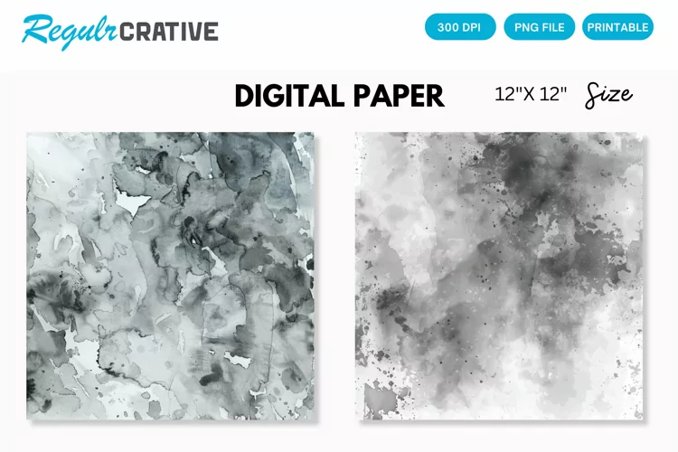 Elegant Gray Watercolor Abstract Digital Paper