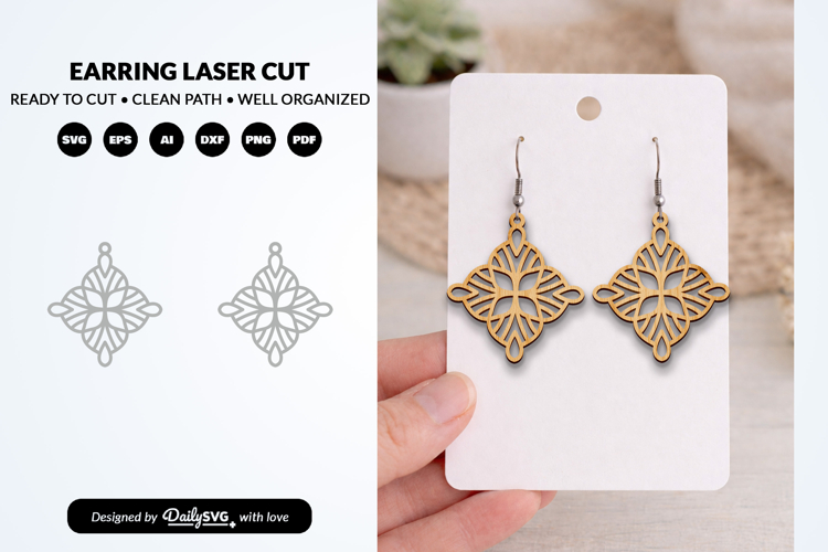 Boho Mandala Earrings SVG - Laser Cut Dangle Jewelry