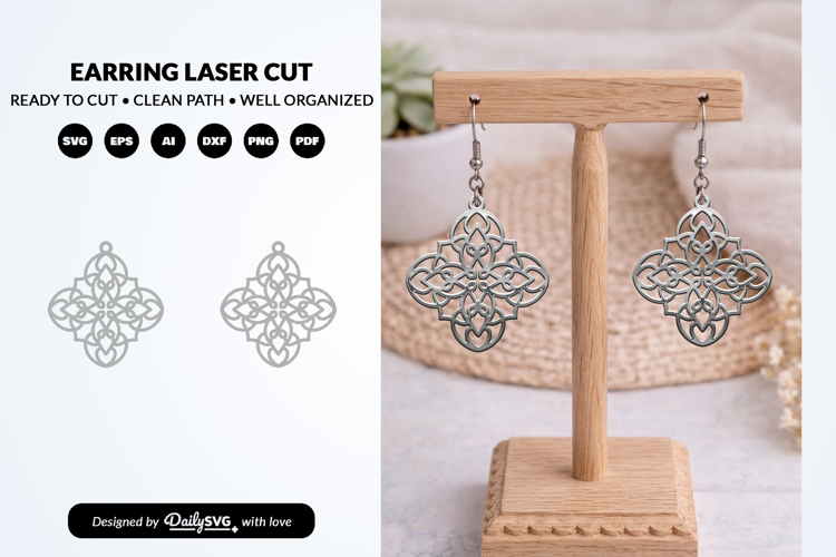 Boho Mandala Earrings SVG - Laser Cut Dangle Jewelry