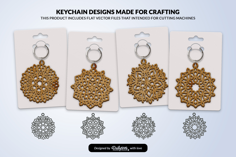 Elegant Mandala Keychain Laser Cut