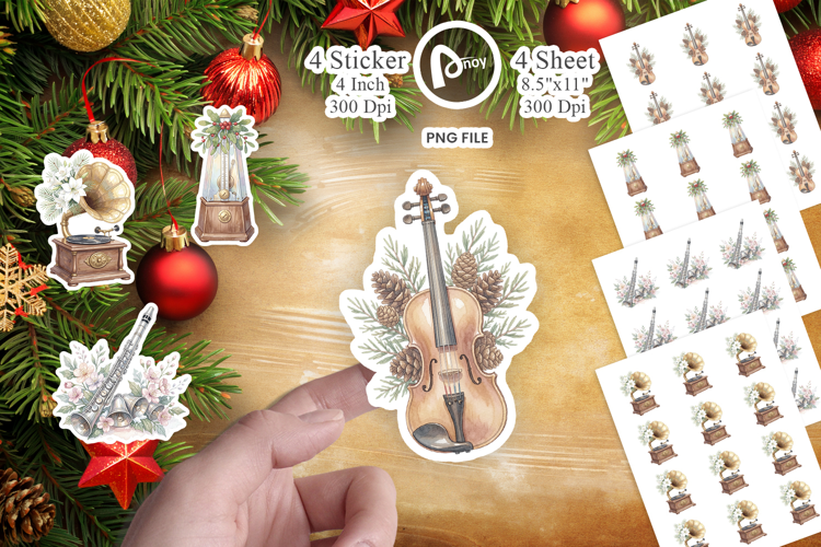 Elegant Musical Holiday Sticker