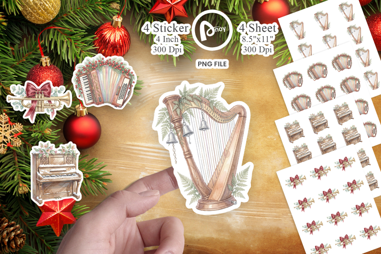 Elegant Musical Holiday Sticker