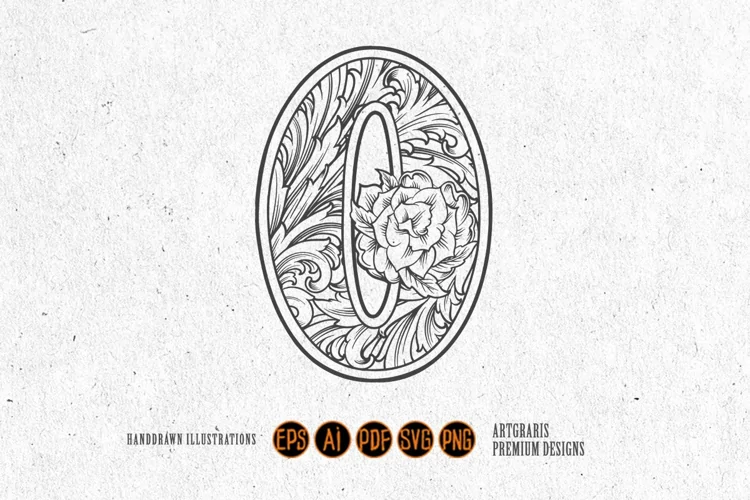 Elegant number 0 monogram logo vintage flourish outline