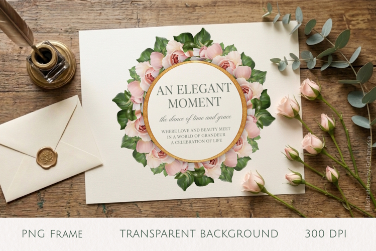 Elegant Pink Rose Gold Frame PNG