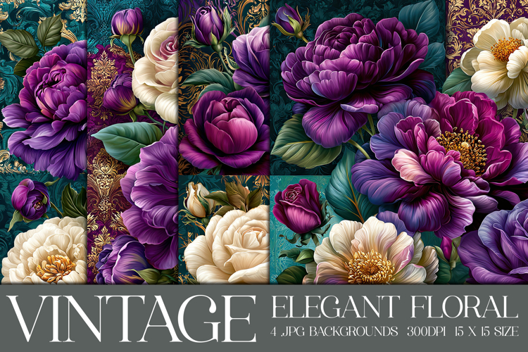 Vintage Floral Background, Elegant Floral Backgrounds, s1a