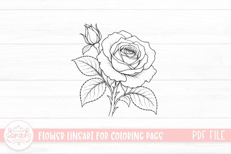 Rose Flower Coloring Book PDF Ready To Print example image 1