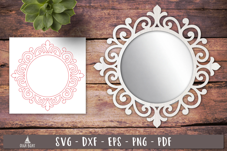 Elegant Scroll Round Frame SVG Laser Cut design