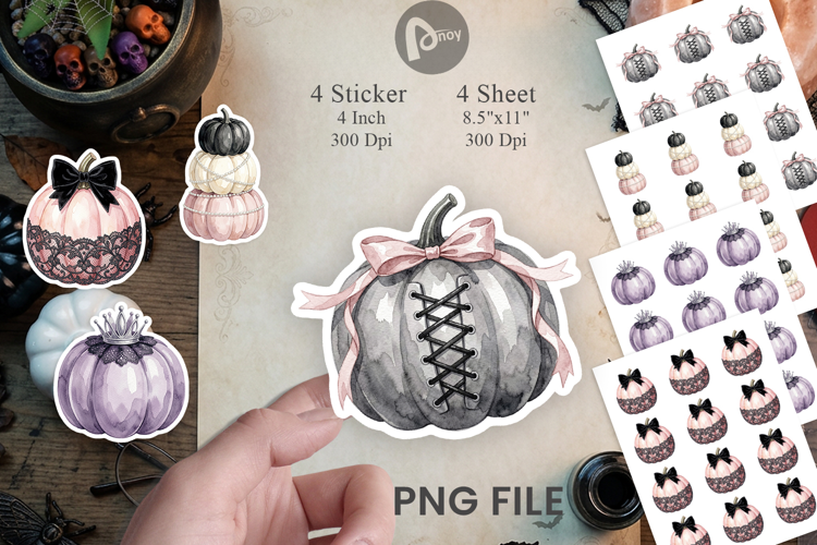 Elegant Soft Goth Pumpkin Sticker