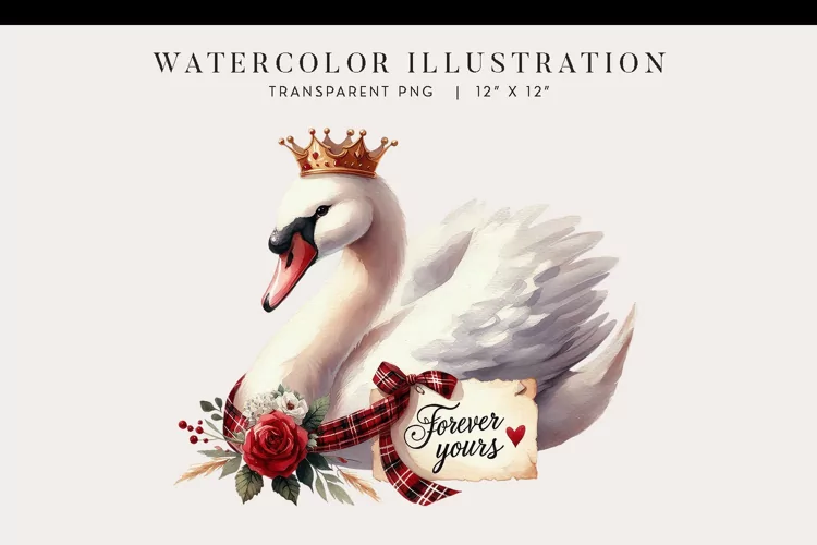 Elegant Swan Valentine Clipart