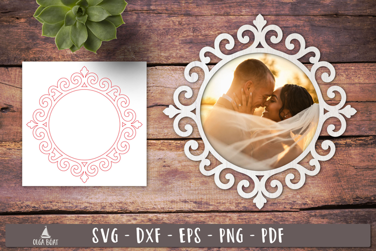 Elegant Swirl Round Frame SVG Laser Cut