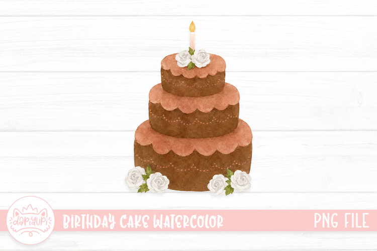 Elegant three-tier cake with roses Watercolor Illustration example image 1