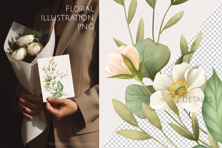Elegant White Floral Bouquet PNG example image 1