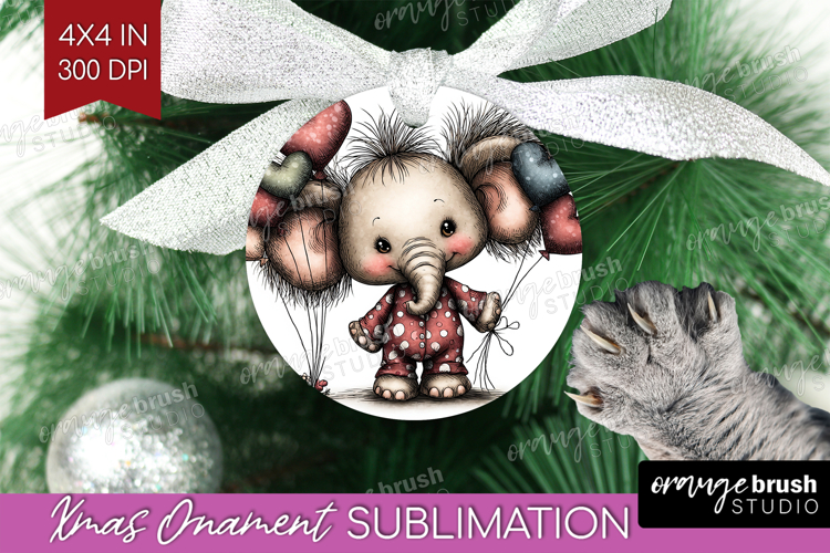 Elephant Valentine Ornament PNG Whimsical Animal PNG