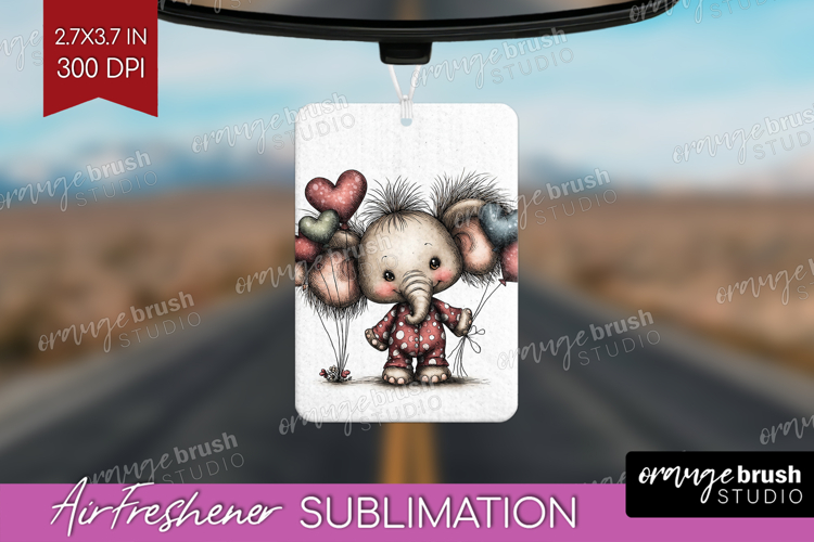 Elephant Valentine Air Freshener PNG Whimsical Animal PNG