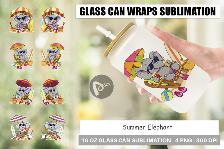 Glass Can Summer Elephant