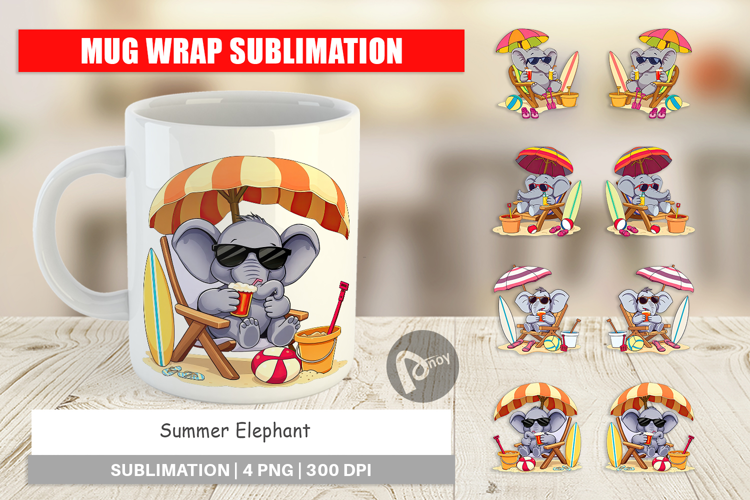 Mug Wrap Summer Elephant