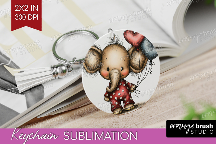 Elephant Valentine Keychain PNG Whimsical Animal Keychain