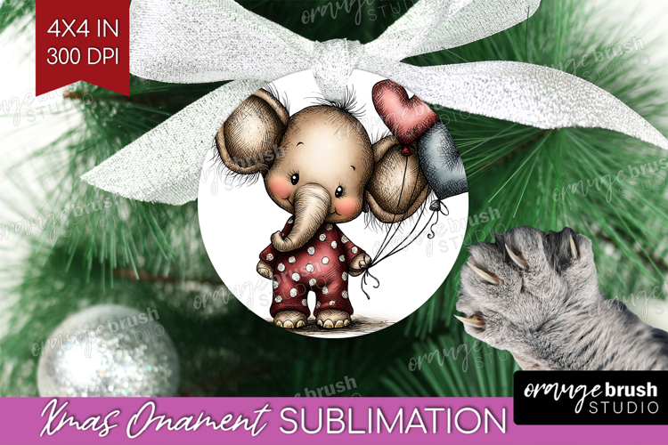 Elephant Valentine Ornament PNG Whimsical Animal PNG